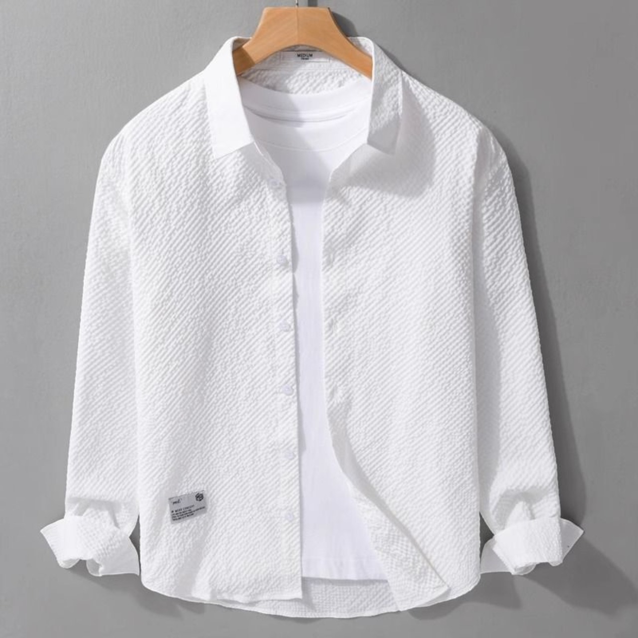 【M-3XL】Light Textured Long Sleeve Shirt / ライト テクスチャー 長袖 シャツ
