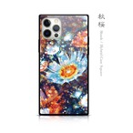 秋桜 - 和風 四角型 強化ガラスiPhoneケース
