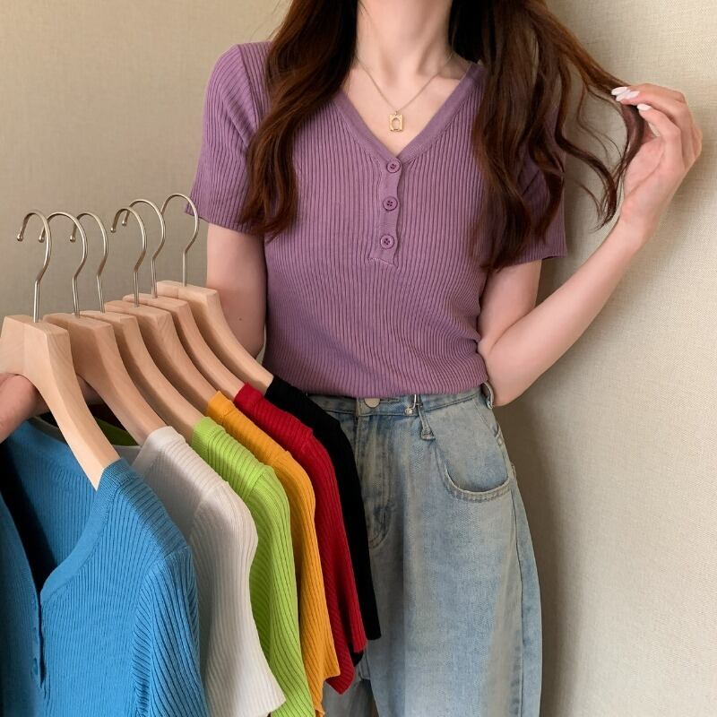 ホワイトニットシャツ Tシャツ サマースリムトップス 夏物 シルク 1号婦人63911368295