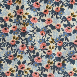 〖生地巾110cm ×1m〗Fabric -Rose Pale Blue【Rifle paper,co】ライフルペーパー生地