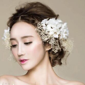 ヘッドドレス 花 プリザーブドフラワー かすみ草 ヘッドピース ヘアアクセサリー 結婚式 ウェディング ブライダル コーム 和装 髪飾り Aile Bouquet