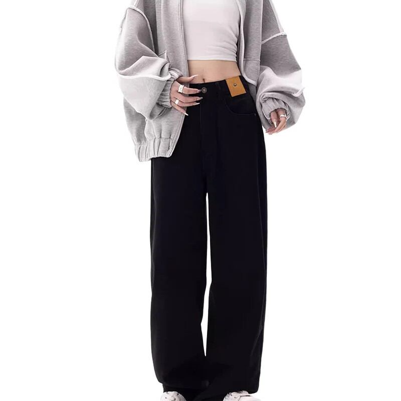 ヒッピー黒だぶだぶのジーンズ女性 Y2K 原宿オーバーサイズストレート