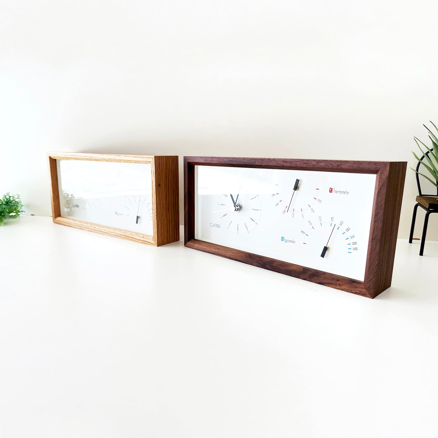 KATOMOKU Thermo clock ウォールナット km-152WA 温度湿度計器付き
