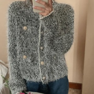 Oネックシャイニーモヘアカーディガン3217