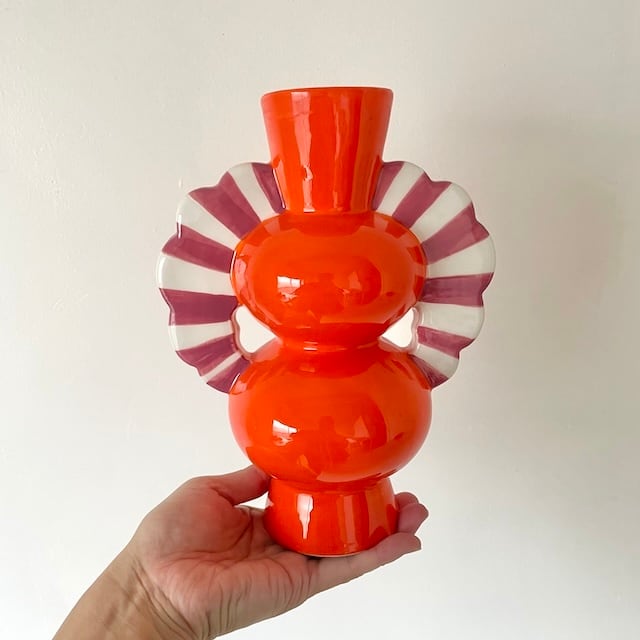 Pop Ceramic Stripe-Winged Vase オランダ 陶器 花瓶 フラワーベース