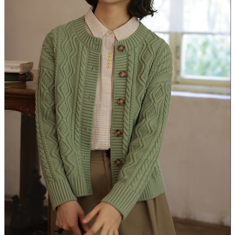 ケーブル編みカーディガン M2189