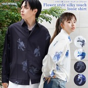 ◆フラワー柄 シルキータッチ ルーズシャツ◆be-1163l133