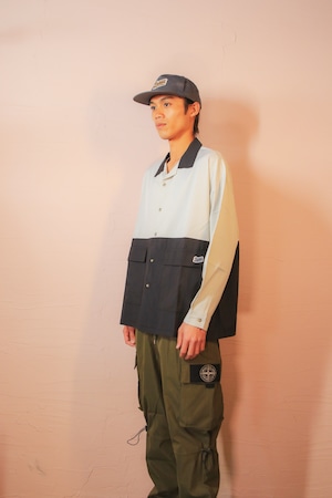 Fu-ji-Blazz Open Collar Shirt [BLACKxGRAY]