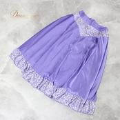 社交ダンス 衣装 Collection de Dentelle コレクション・ド・ダンテル スカート レッスンウェア パープル系 ホワイト系 紫 白 花柄 バイカラー フェミニン 清楚 かわいい スタンダード エレガント 上品 大人っぽい きれいめ 華やか