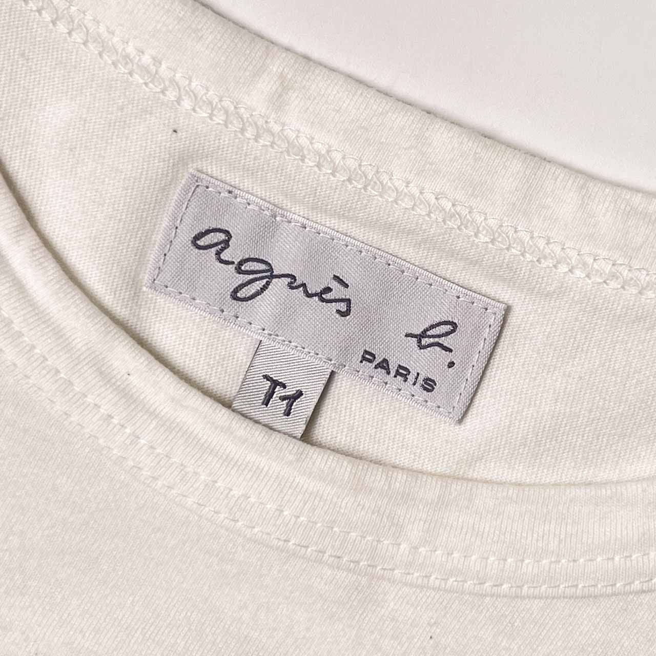 agnès b. アニエスベー ロゴ 半袖 Tシャツ カットソー T1/ホワイト レディース