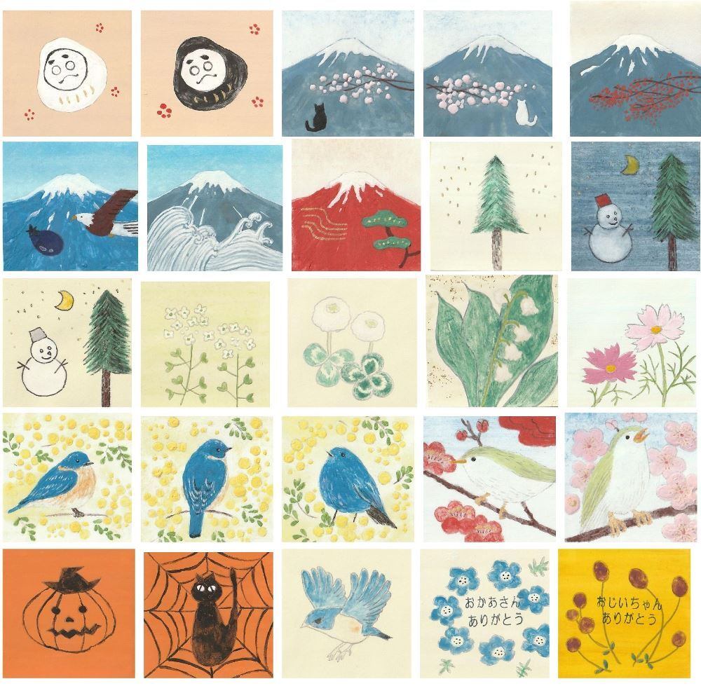 日本画原画】夜の森と満月 絵画 ミニ額付き ミニアートパネル