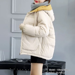 ダウンジャケット フード付き 中綿 アウター レディース 冬 防寒 保温 暖かい 韓国 きれいめ 大人 カジュアル フェイクダウン ブルゾン バイカラー 通勤 通学 大人可愛い 大人女子