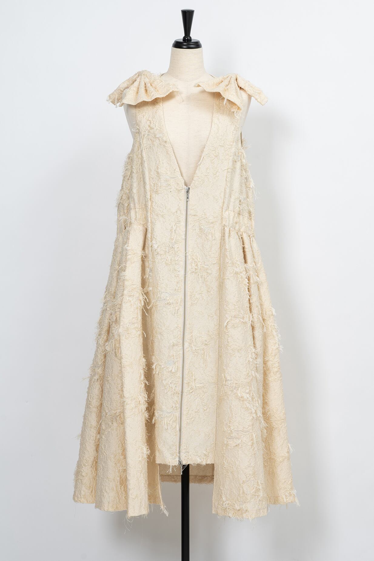 Fringe Jacquard 2Way Ribbon Dress BAIGE