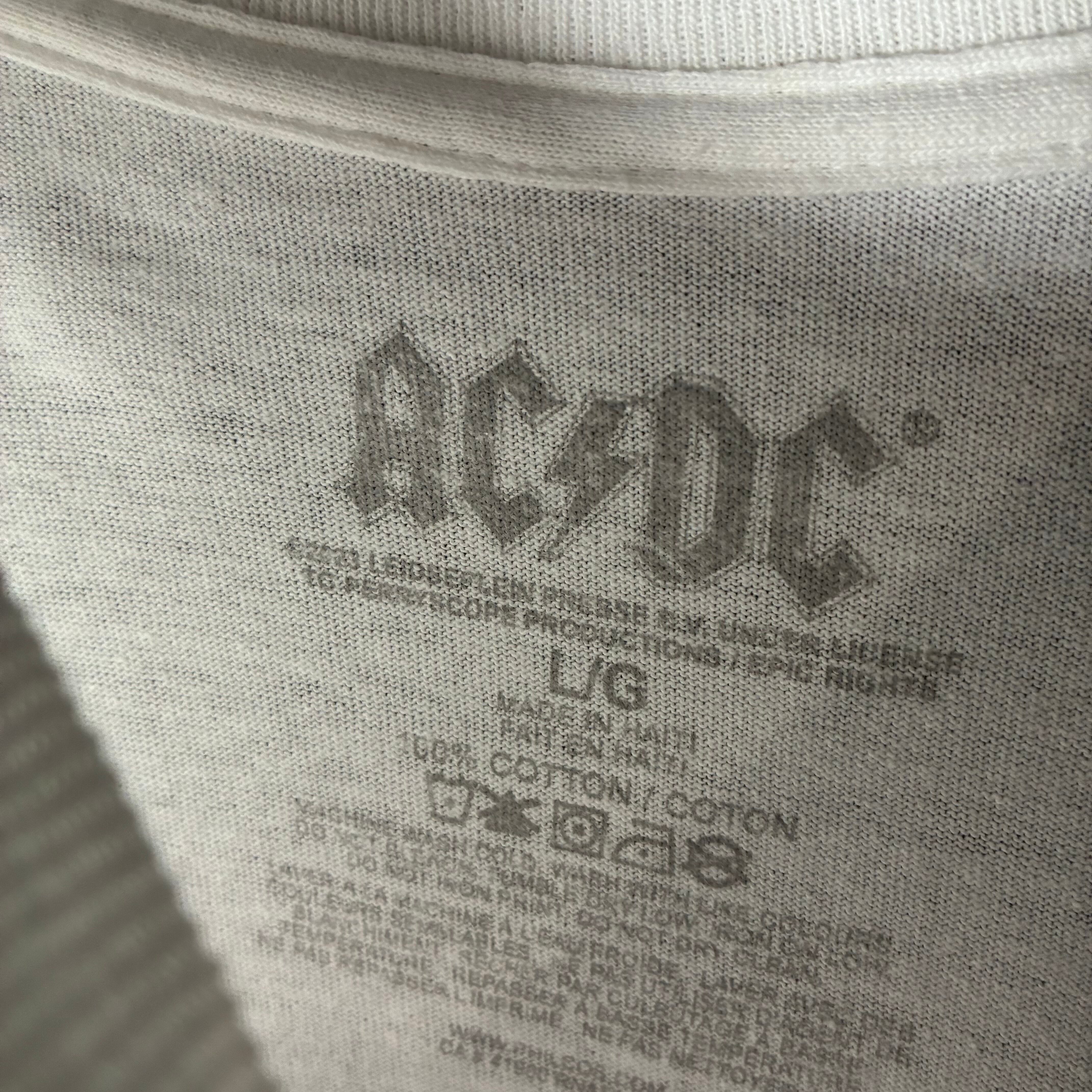 AC/DC Band Tee White フレイムロゴ　バンドTシャツ　白 AC/DC Band Tee White フレイムロゴ バンドTシャツ 白 | 古着屋