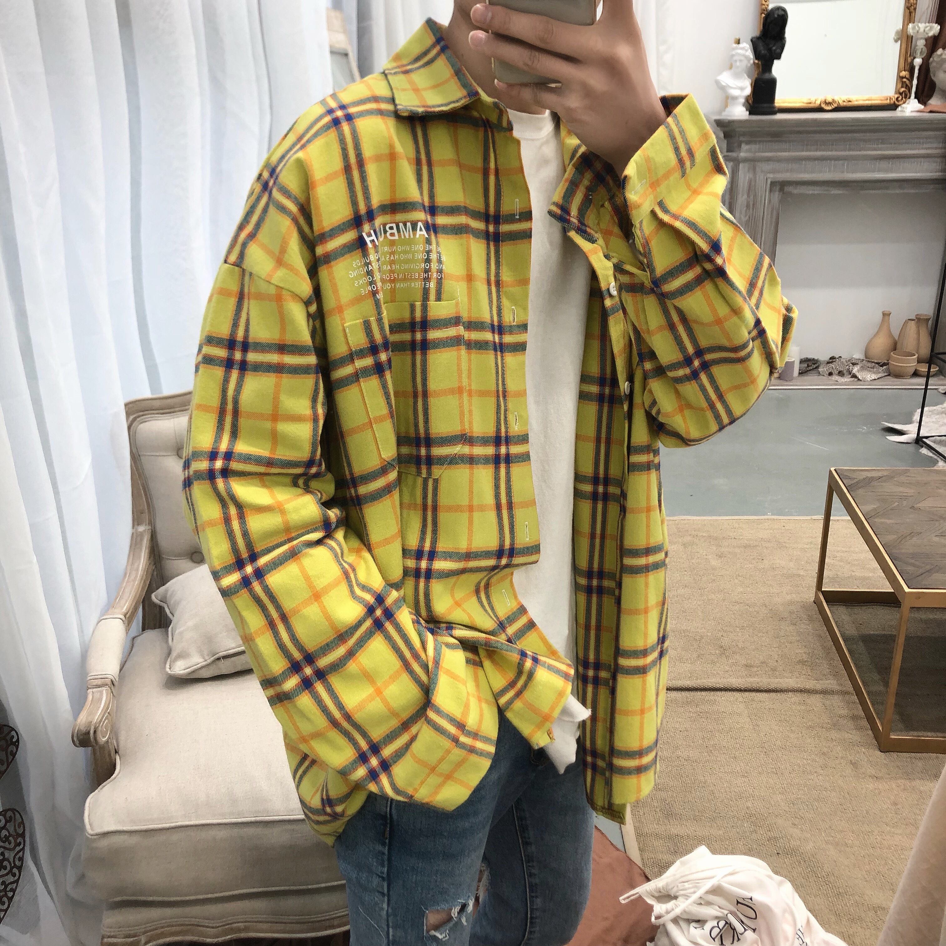 全3色 チェックシャツ トップス カジュアル オーバーシャツ