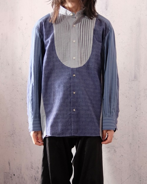 remake pin tuck shirt(blue)
