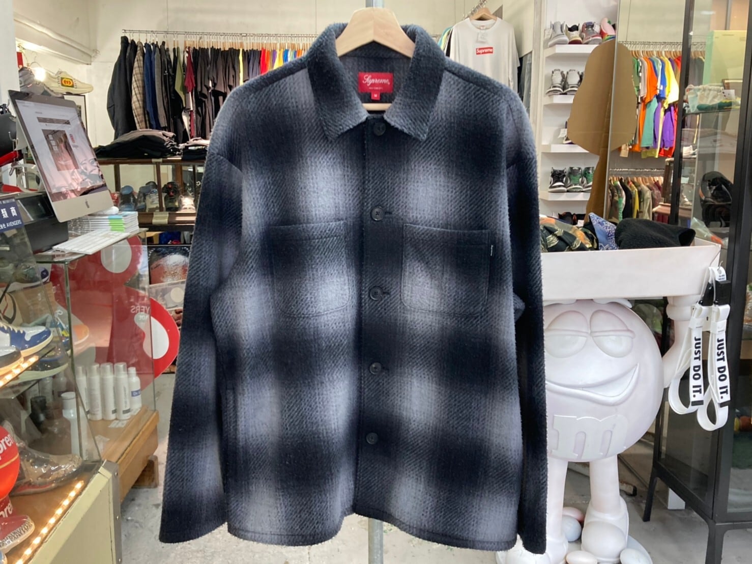 Supreme 20AW SHADOW PLAID FLEECE SHIRT BLACK MEDIUM 160KB2816  
