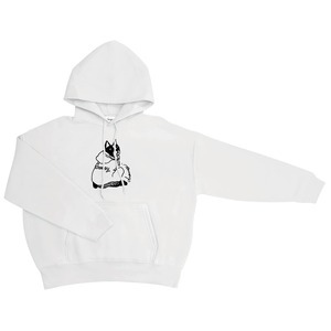 drowsy.. FRONT DOG LOGO HOODIE（WH×BK） / 22AW / WH