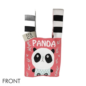 ニットバッグ 表裏柄違い パンダ レッド（Knit Bag Different pattern）
