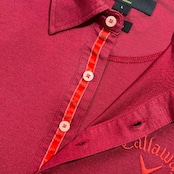 Callaway キャロウェイ X SERIES classic ロゴ刺繍 鹿子 長袖 ポロシャツ L/ボルドー系 メンズ ゴルフ