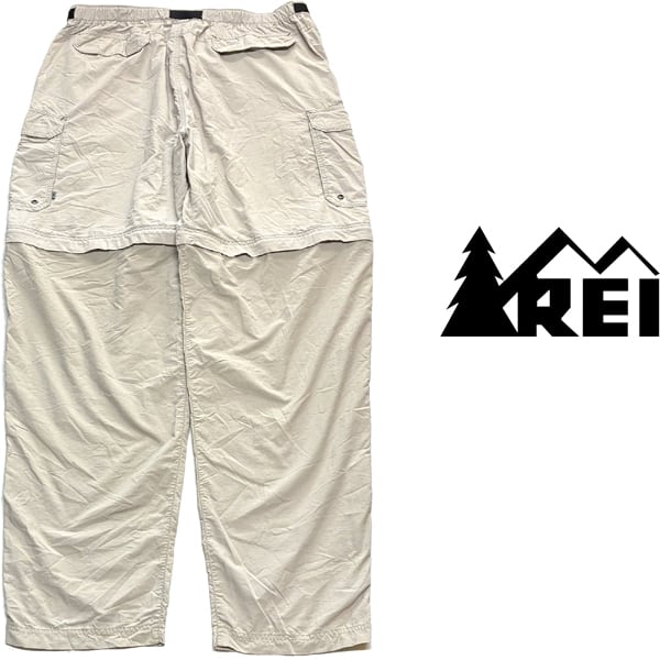 古着 00s REI ナイロン パンツ カーゴ ブルー ワイド 極太 ギミック 1点物◇REIナイロンパンツ2WAYカーゴパンツ古着LメンズXXLレディースOK