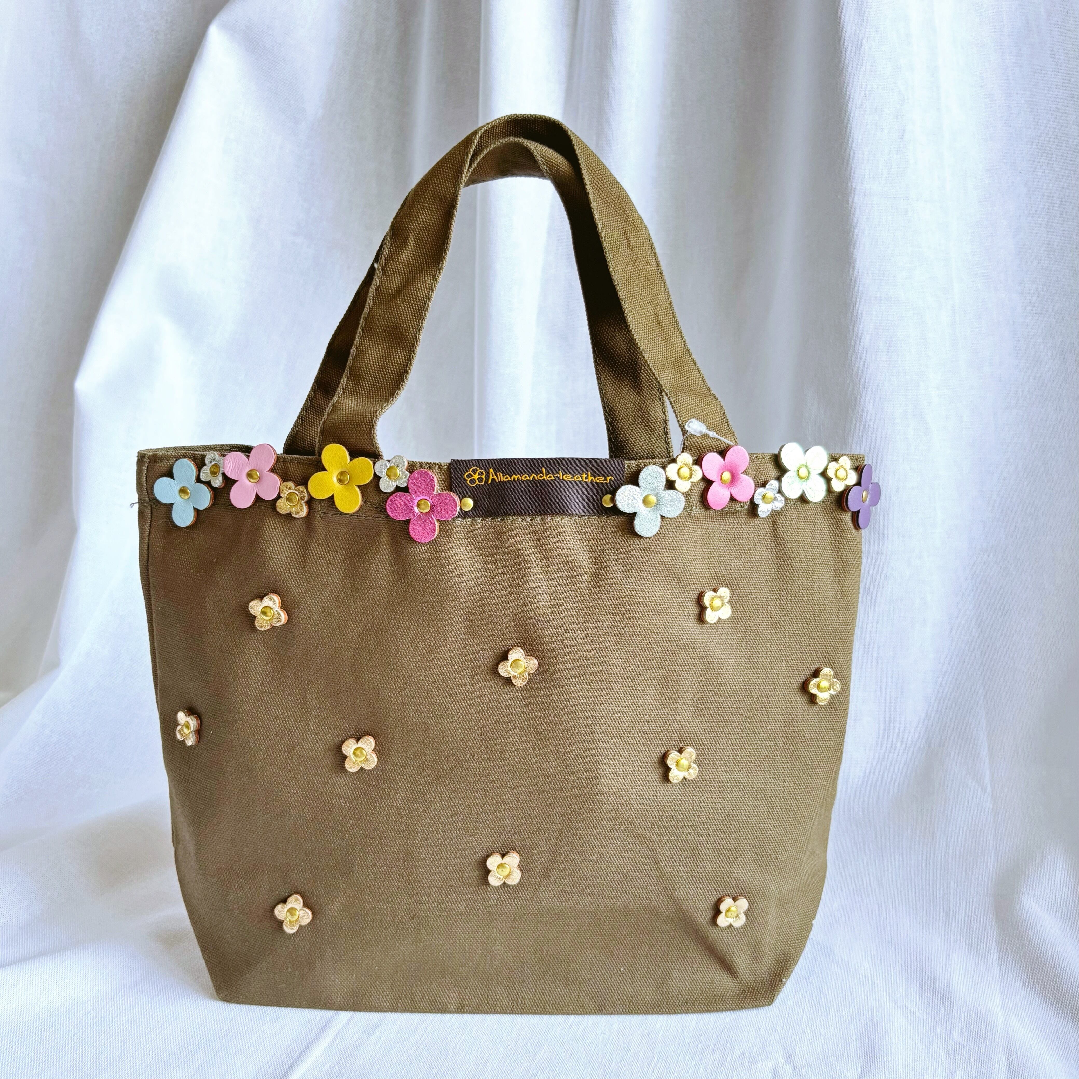 フラワープリント ハンドバッグ アウトレット1点物商品】ラインフラワートートバッグS(718