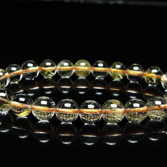 ルチルクォーツ ブレスレット 8mm タイチンルチルクォーツ タイチンルチル 一点物 メール便可 [M便 1/10] 111-49139