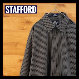 【STAFFORD】ストライプシャツ 長袖シャツ 柄シャツ リンクルフリー US古着