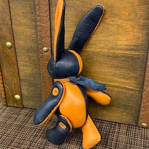 ジビエレザー鹿革ベルラビ★マイスターの手作り「ベルズラビット」インディゴ×キャメル系　写真の1点販売です