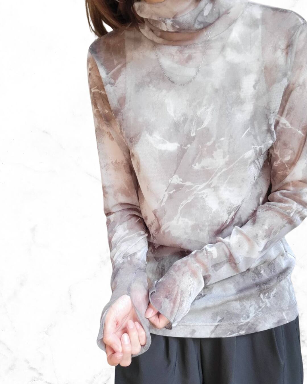 【11/10しゃちょーBIRTHDAYセールライブ①】シアーマーブルインナー 21256772 アンテアシーム グレー系