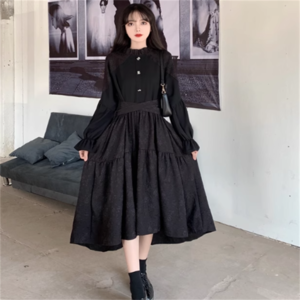 【送料無料】 ワンピース ロングワンピ ロング ミモレ 袖あり 長袖 フレア袖 フレアスリーブ ハイネック Aライン アシンメトリー 異素材切り替え ドッキング コルセット風 エレガント 可愛い 大人可愛い きれいめ シンプル カジュアル シック コンサバ 華やか 大人 上品 おしゃれ お洒落 こなれ感 高見え 高級感 フェミニン 無地 花柄 春 20代 30代 40代 レディース 女性 デート お出かけ 女子会 お呼ばれ 休日 お茶会 授業参観 結婚式 二次会 ファッション 体型カバー インスタ映え