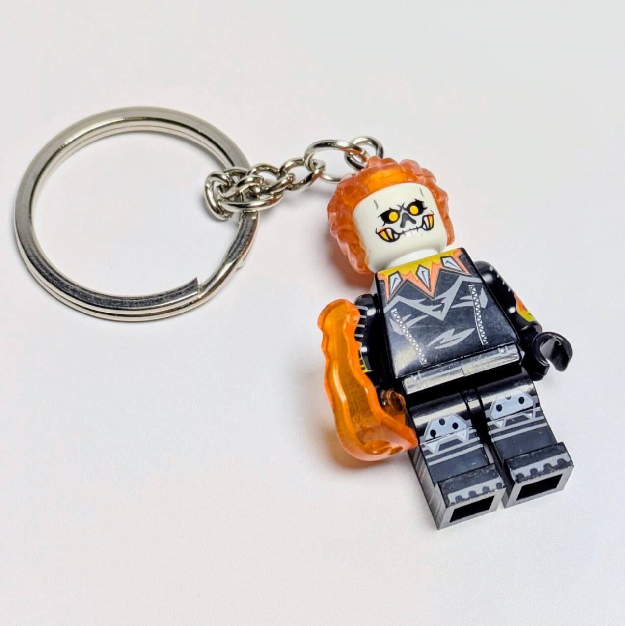 ♧【 ブロックフィギュアキーホルダー 】 Ghost Rider ( ゴーストライダー ) / ジョナサン ( ジョニー ）・ブレイズ / Marvel Comics　〚アメリカン雑貨 アメトイ〛