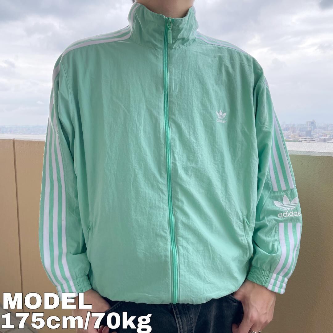 adidas アディダス ナイロンジャケット 刺繍 グリーン 緑 白 8794 | fuufu 