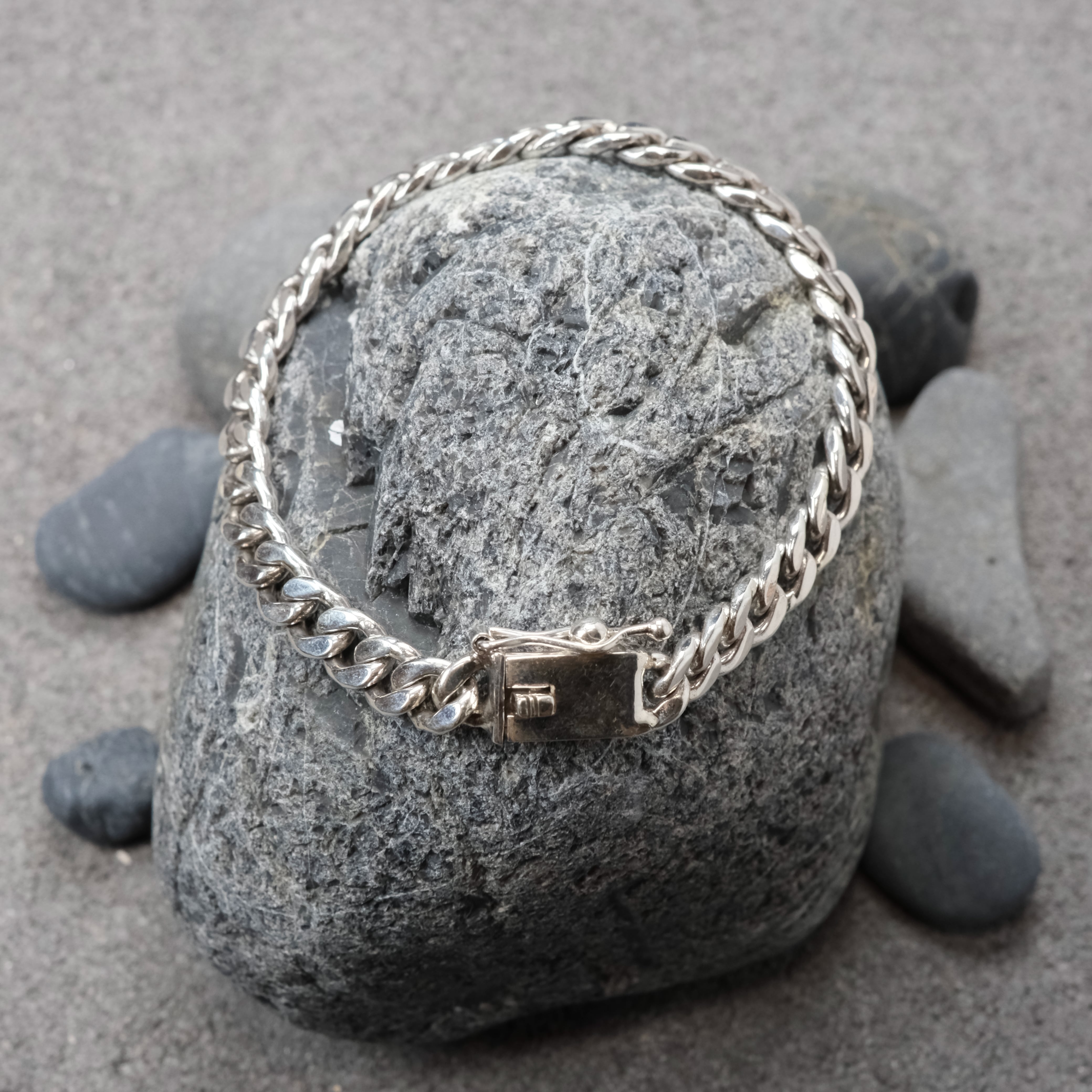 シルバー925 Silver 喜平チェーンプレートブレスレット/軽研磨仕上げ