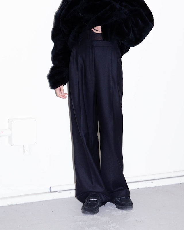 1980s Neiman Marcus - tucked wool wide-leg trousers