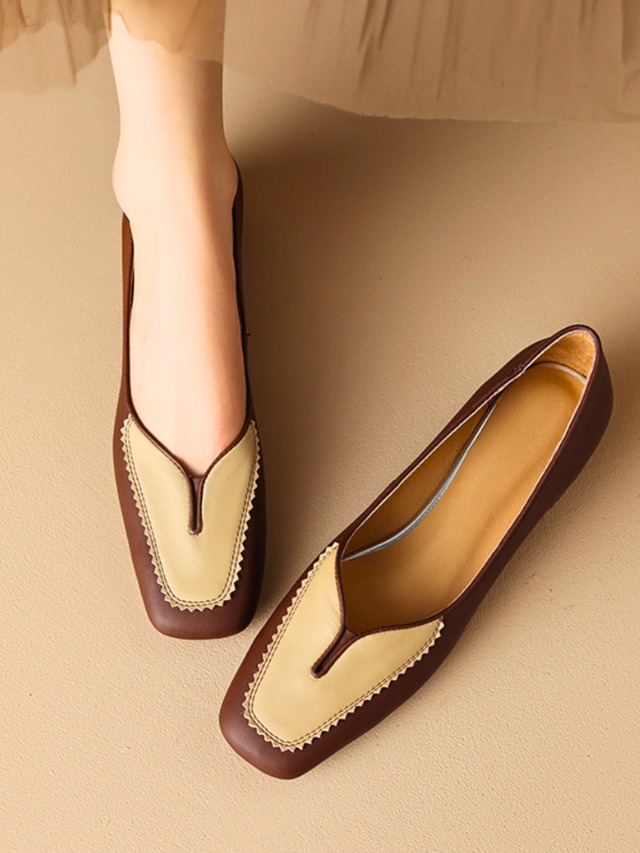 2colors ：：Contrast Square-Toe Flats