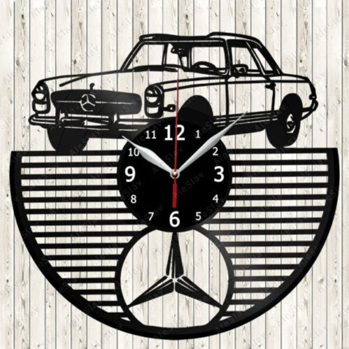 30cm レコード盤 壁掛け時計 メルセデスベンツ Mercedes Benz 