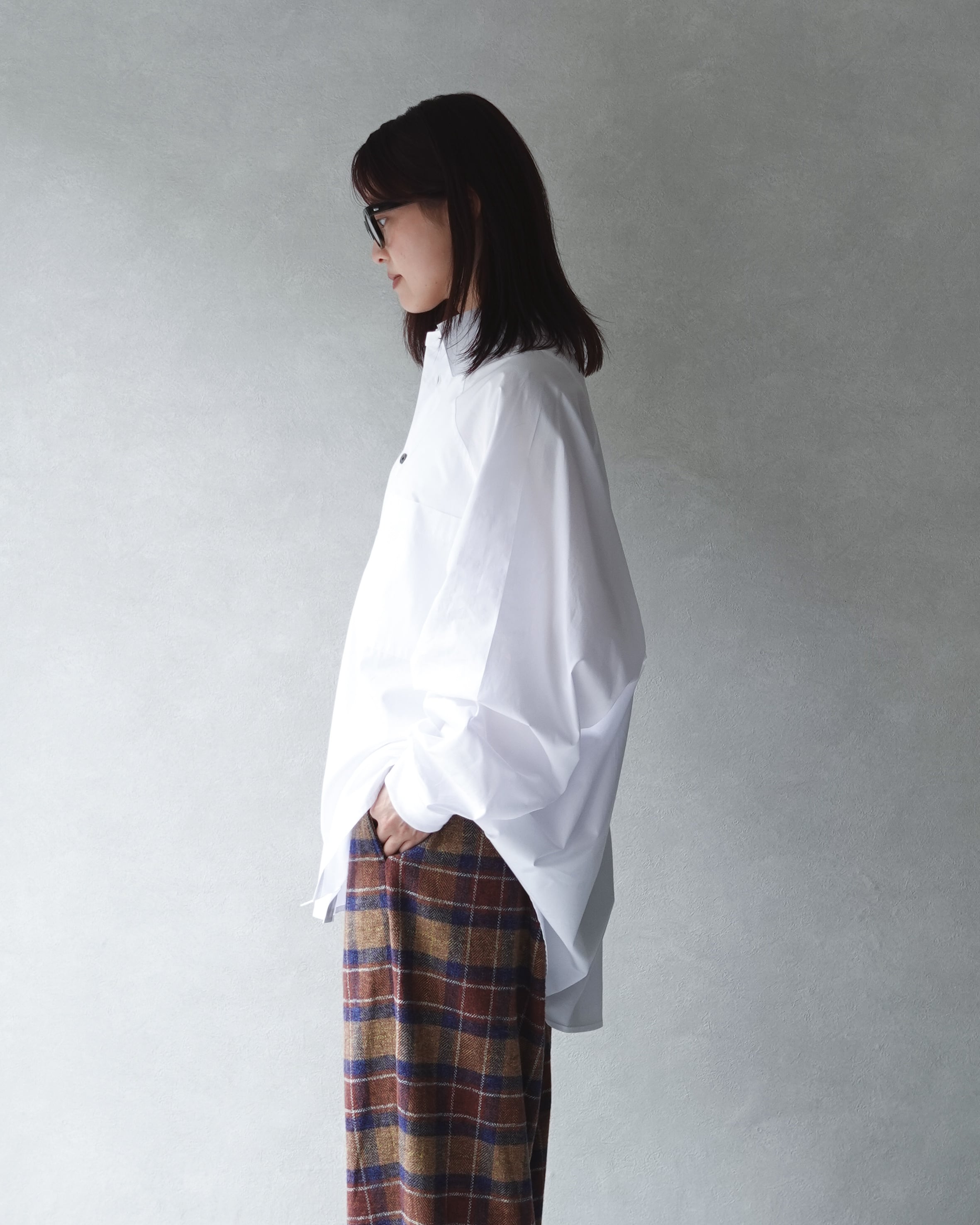 my beautiful landletポプリンラグランオーバーサイズリブシャツ my beautiful landlet POPLIN RAGLAN OVERSIZE RIB SHIRT WHITE | nua