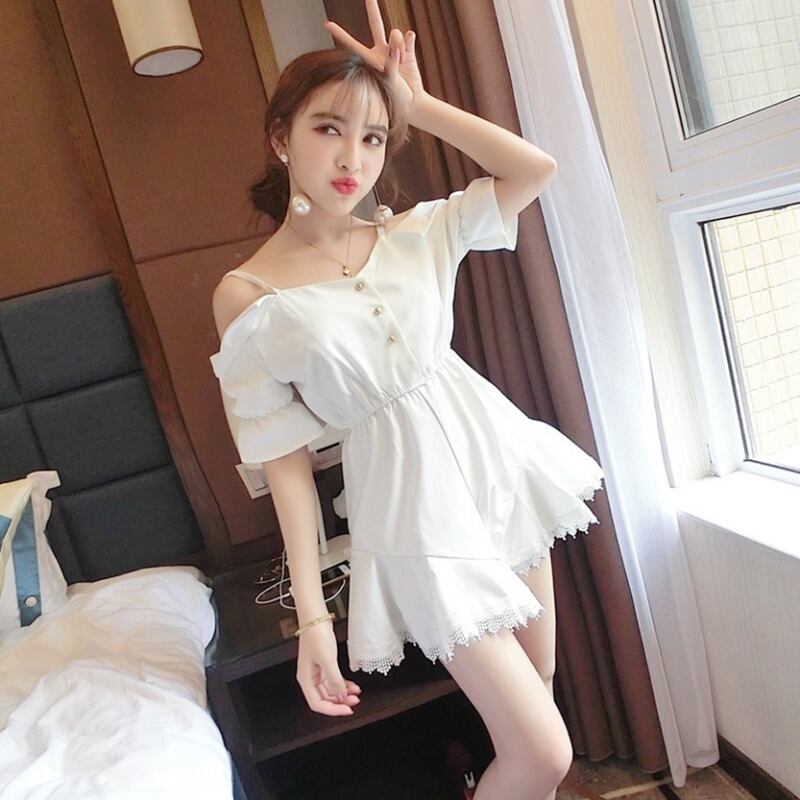 サマールーズカジュアルジャンプスーツ オールインワン レディース 大人ガーリー スウィート キュート 夏物 ハンチェンe26620941738