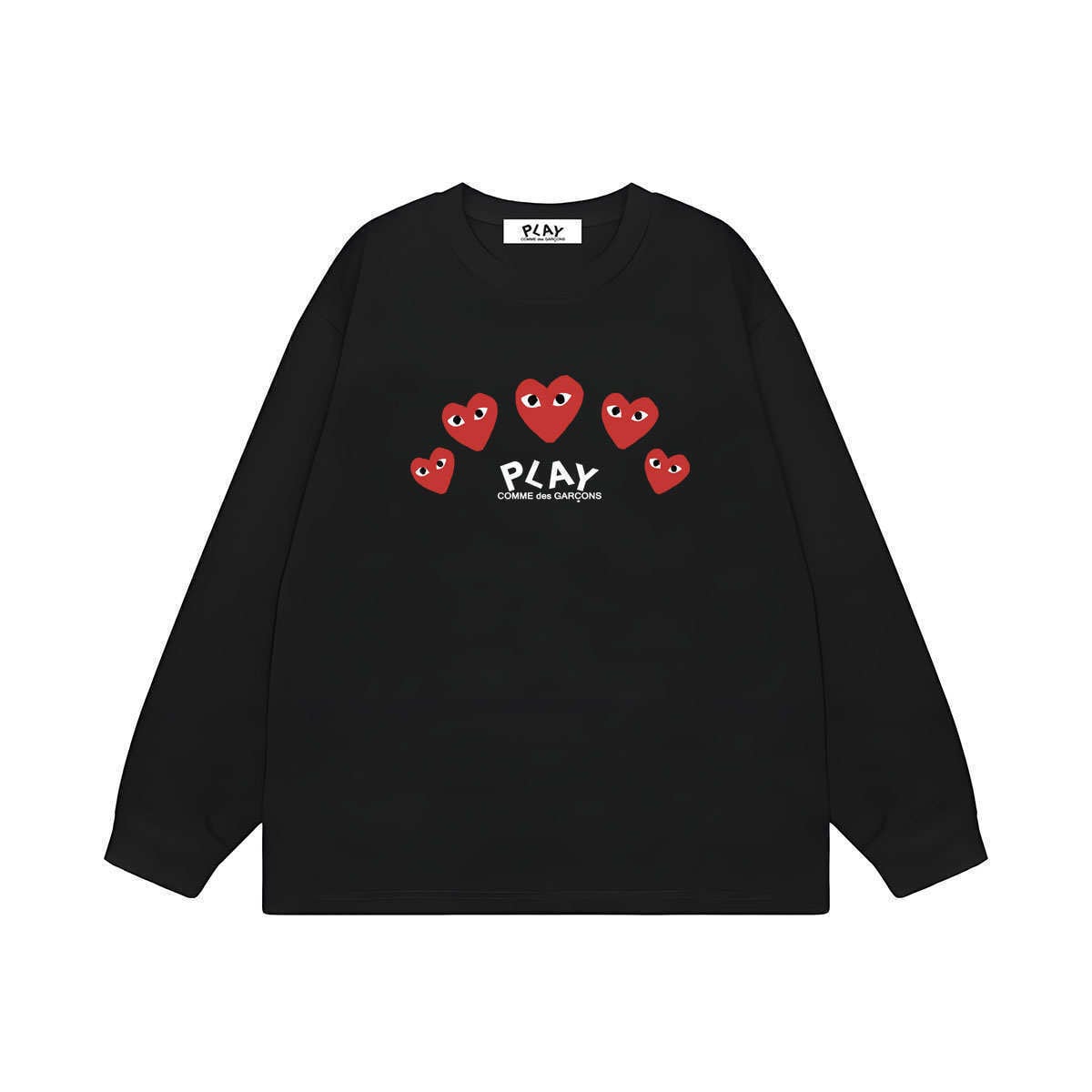プレイ コムデギャルソン PLAY COMME des GARCONS マルチハートプリント cdg 長袖 Tシャツ メンズ レディース 長袖 柔らかい肌触り クルーネック 長袖 ロゴプリント カットソー