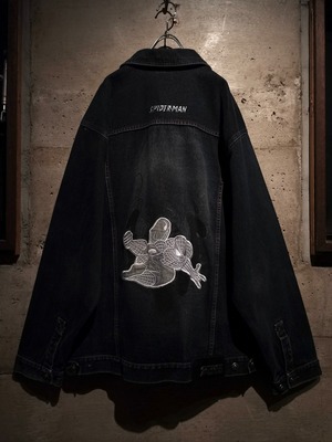 【Caka】"SPIDER-MAN" Embroidery Loose Denim Jacket