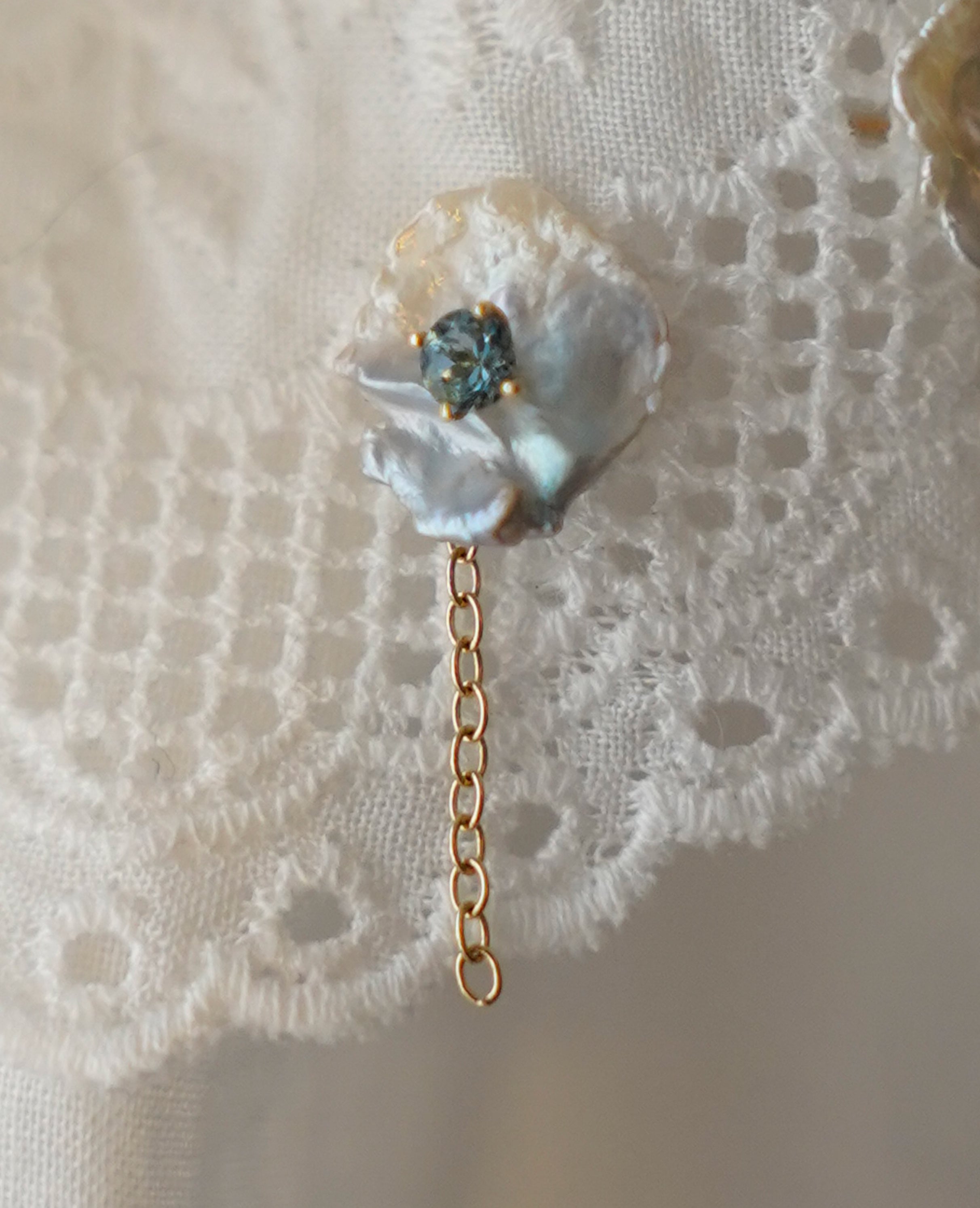 (K10・K18)Birthstone pierced 3月-Aquamarine-