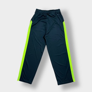 NIKE トラックパンツ ジャージ スウッシュ プリント ロゴ DRI-FIT メッシュ ライン 蛍光色 XL ナイキ 古着