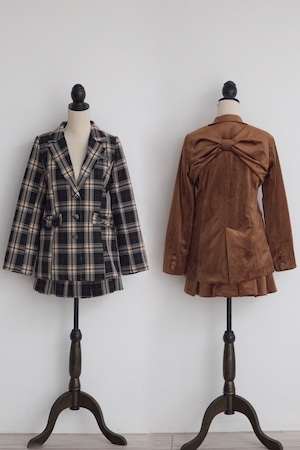 ribbon jacket setup(black,camel)