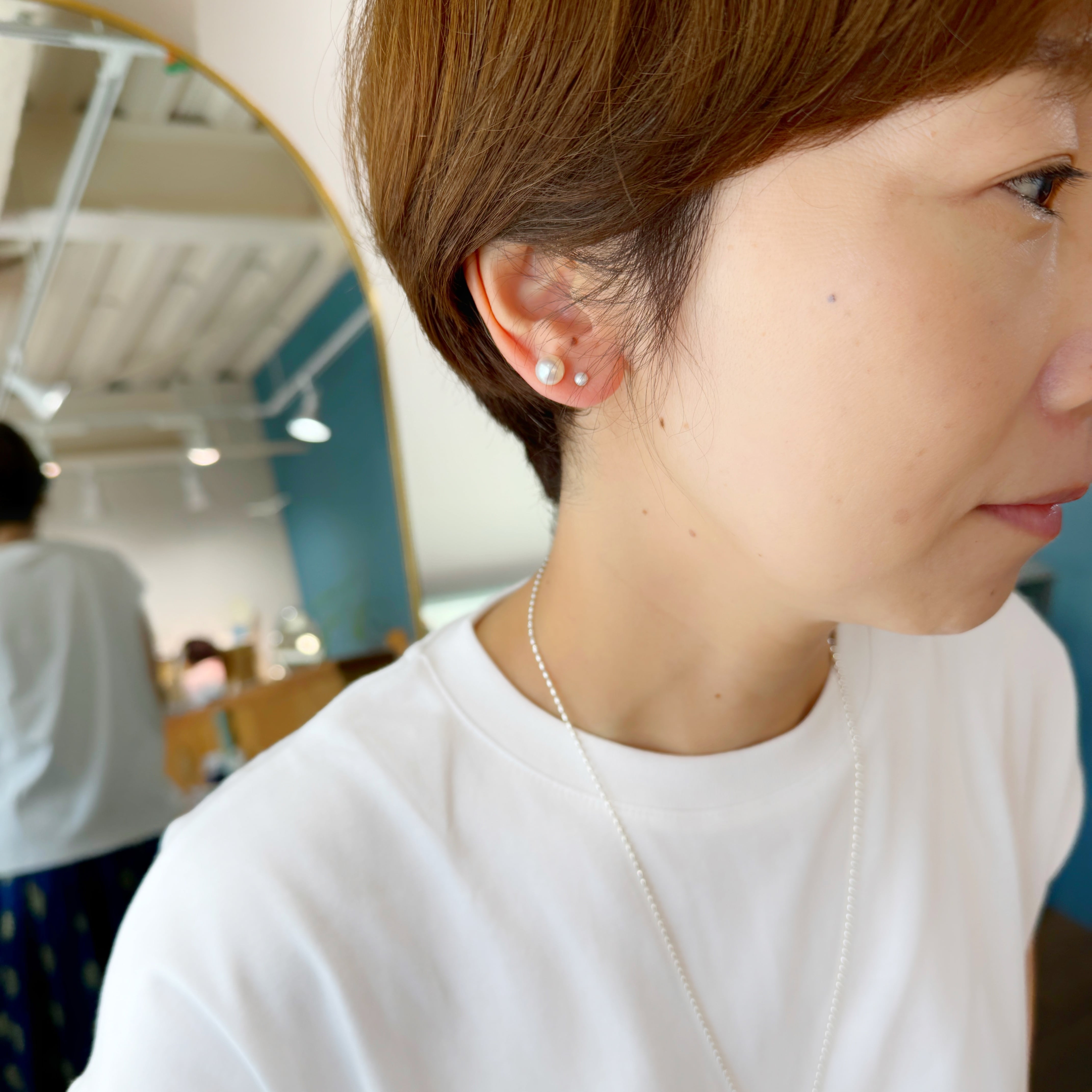 『ラフランス 2』パール♡【アンク】K10 ダブルパール スタッドピアス ラフランス 2』パール♡【アンク】K10 ダブルパール スタッドピアス ラ