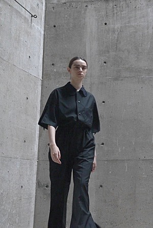 OPEN COLLAR SHIRT / BLACK