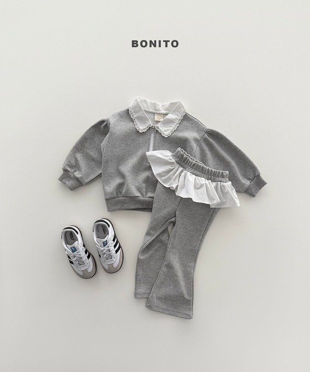 《予約》送料無料【BONITO】Shirring Collar Zip-Up Set