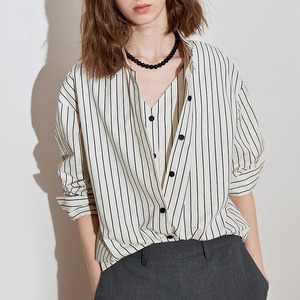 Striped Vest Blouse Shirt / ストライプ ベスト ブラウス シャツ