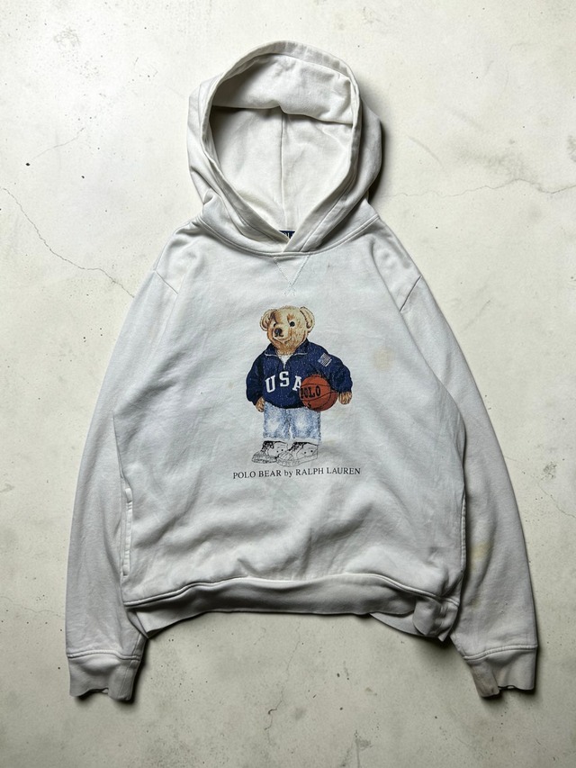 Polo Ralph Lauren Polo Bear USA Basketball Graphic Cream Pullover Hoodie Sweatshirt