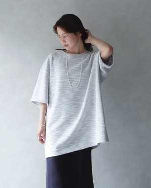 VOAAOV Tweed Jarsey Oversize T-Shirt SAX